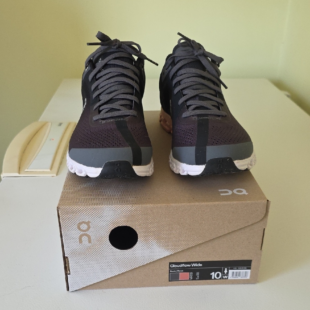 On Running Cloudflow Wide Women's Running Shoes - Charcoal Gray Size 10 Wide